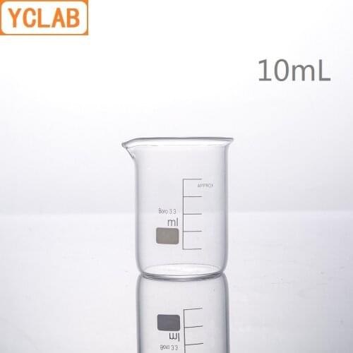YCLAB 10mL Glass Beaker Low Form Borosilicate 3.3 Glass with Graduation and Spout Measuring Cup Laboratory Chemistry Equipment