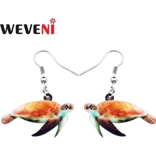 WEVENI Acrylic Funny Ocean Sea Turtle Earrings New Long Dangle Drop Marine Animal Jewelry For Women Girls Bijoux Female Aquarium
