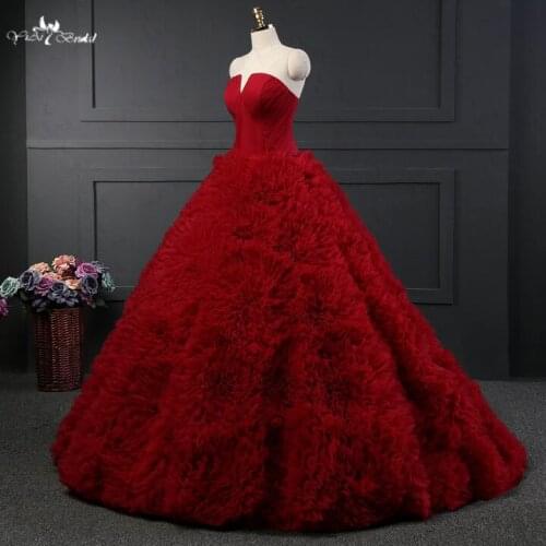 RSW1057 Princess Red China Ruffle Skirt Bridal Ball Gowns Wedding Dresses