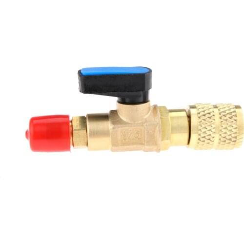 Air Condition Refrigerant 1/4" Male to 1/4" Female SAE Straight Ball Valve AC Charging For R410a R134a R22 R12 Charging Hoses