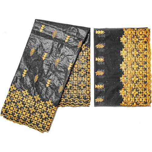 Sewing Material Sewing Accessories Bazin Riche Tissues Embroidery Rhinestones Fabric For Wedding Party Clothes 5+2 yards/lot