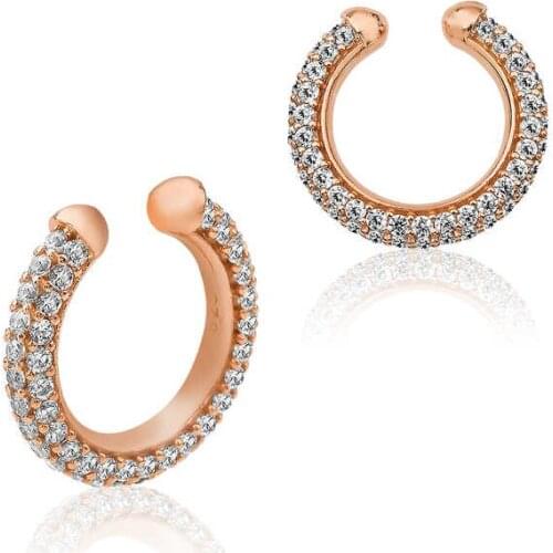 Tevuli 925 Sterling Silver Rose Cubic Zirconia Hoop Cartilage Earrings