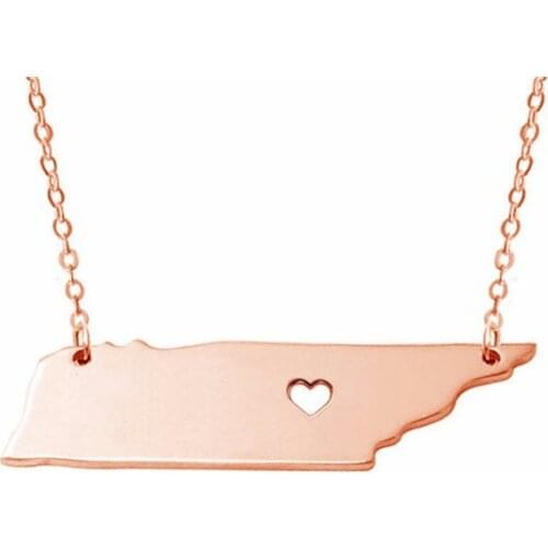 Tiny Overzicht Tennessee State Kaart Ketting Usa Tn Staat Charm Ketting Tennessee State Ketting Met Een Hart