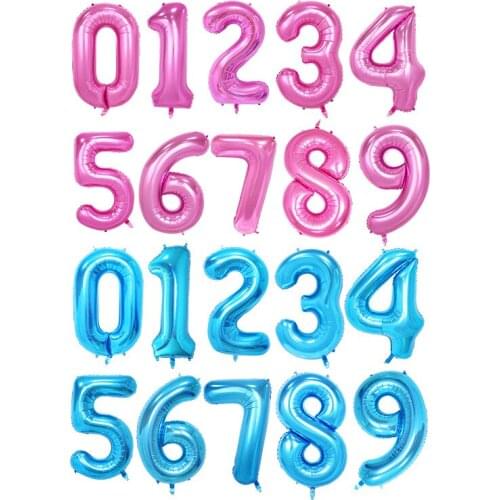 40 inch digital balloon blue pink helium balloon children birthday party layout digital aluminum balloon wholesale