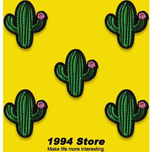 Green Cactus Clothes Iron-On Patches DIY Decorative Badge Embroidered Cute Cartoon Patterned Patch Badges On Backpack Needlework