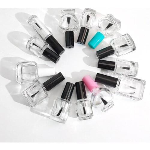 100PC nail polish glass bottle 10ml with cover and brush nail polish empty bottle nail polish bottle travel bottling set