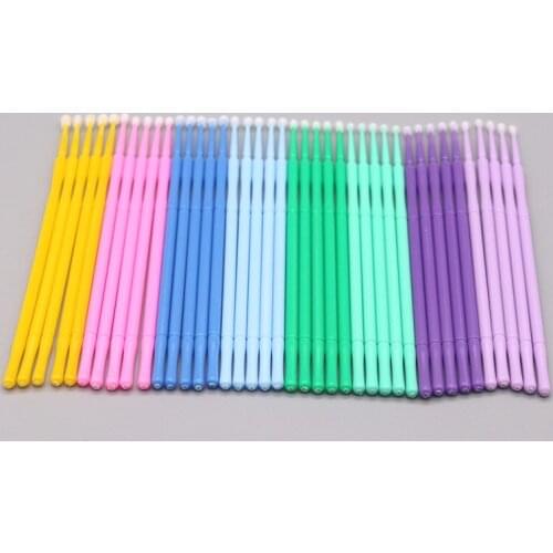 100pcs Disposable color cotton swab eyelash brush cleaning cotton swab natural eyelash remover tattoo micro brush set