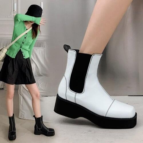 2021 Round Toe Platform Womens Boots Luxury Brand High Top Winter Fleece Warm Shoes Anti-skid Woman Chelsea Booties Botas