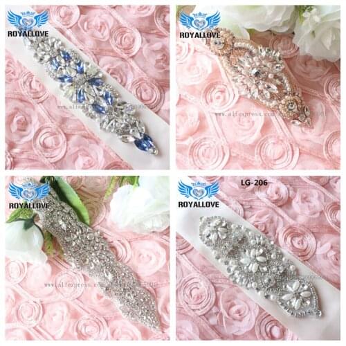 4pieces) Iron/Sew On Rhinestone Applique Silver Base Clear Crystal Rhinestone Applique DIY Wedding Dress Bridal Sash Belt Patch