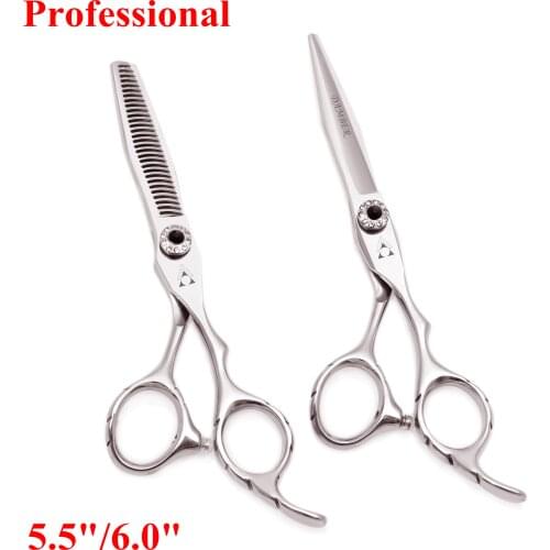 5.5 6.0 Hair Scissors 440c Japanese Steel Professional Barber Scissors Thinning Hairdressing Scissors Cutting Shears Set 9009
