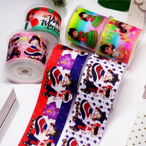 5yards Printed Grosgrain Ribbon For Crafts DIY Hair Bows Birthday Decoration23555
