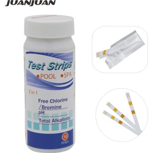 50Pcs/bottle 3 In 1 Swimming Pool Spa Water Test Strips PH Chlorine Alkaline Acid Bromine Hardness Test Paper Tool 40%Off