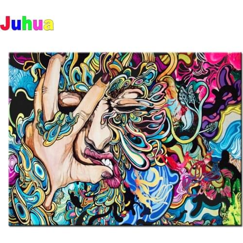 5D Diy diamond painting Abstract Colorful Art Full Drill diamond embroidery cross stitch Mosaic Fantasy Man Face Craft Kits Home