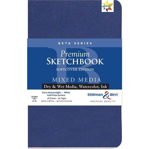 Stillman & Birn Beta Series Softcover Sketchbook, 5.5" x 8.5", 270 gsm (Extra Heavyweight), White Paper, Cold Press Surface
