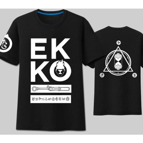 Anime! Game LOL Ekko the Boy Who Shattered Time Cosplay T-shirt Summer Boys/Girls Cotton Black White Costume Daily Top Free Ship