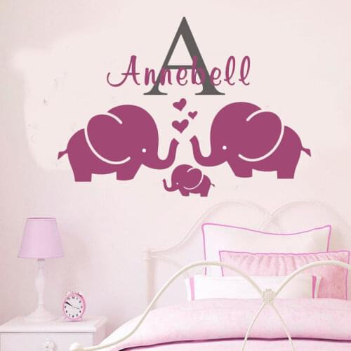Elephant Kids Removable Vinyl Wall Stickers Personalized Name Wall Decal Art Mural Decor Hot Selling Wall Tattoo DIY SA304