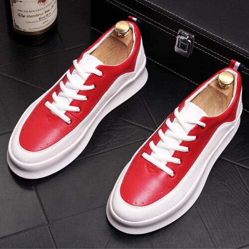 ERRFC New Arrival Mens White Casual Comfort Shoes Fashion Round Toe Platform Trending Leisure Platform Red Zapatos Size 38-43
