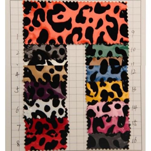 Flocking Leopard synthetic leather PU fabric wholesale for Bags, gloves, shoes, belts, home, furniture