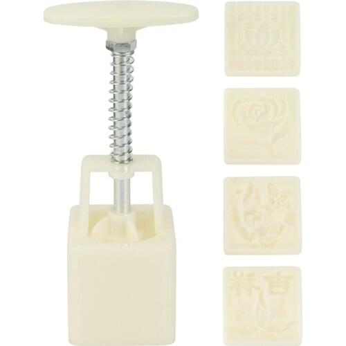 Mooncake Barrel Mold With 4 Flower Stamps Hand Press Moon Cake Pastry Mould DIY Bakeware Mid-Autumn Festival