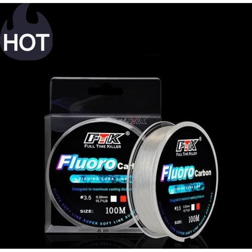 FTK Fluorocarbon Fishing Line Leader Line 100M4-34LB Carbon Fiber Fly Fishing Super tensile wear-resistant Super Soft Line Pesca