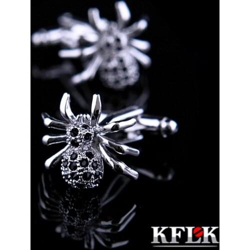 KFLK 2020 Luxury shirt cufflinks for mens Brand cuff buttons Crystal cuff links High Quality Animal spider abotoaduras Jewelry