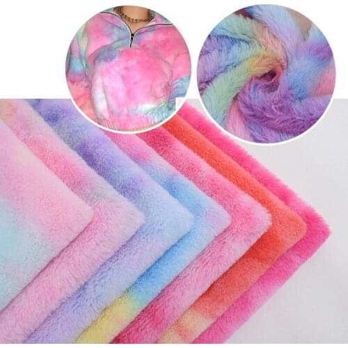 Colorful Velvet Tie-Dye Fabric Thicken Rabbit Plush Cloth Velveteen Fabric Polyester Short Flannel DIY Handmade Sewing Quilting