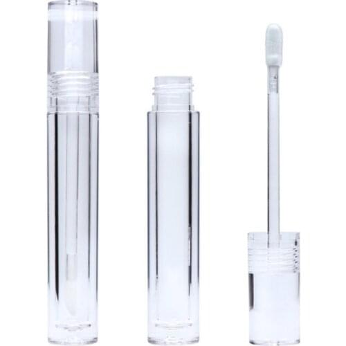 Round Clear Lip Gloss Wand Tube 5.5ml Empty Plastic Lip Gloss Packaging Container Refillable Bottle Lip gloss tube 30/50pieces