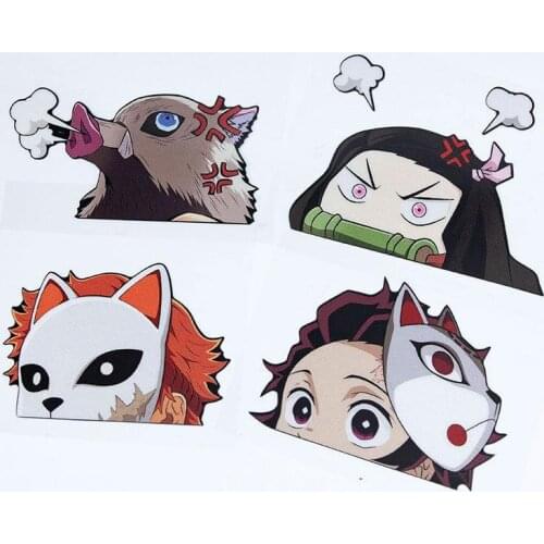 Cute 3D Demon Slayer Nezuko Kamado Peeking Anime Car Sticker PVC Decal for Girls Room Wall Laptop Waredrobe Sticker In Stock