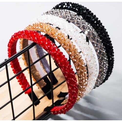 New Fashion Simple Crystal Rhinestone Headband Beaded Braided Hairband Baroque Diamond Headbands for Women Hair Accessories