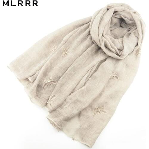 MLRRRs new beautiful romantic long embroidered butterfly pearl scarf (gray)