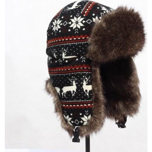 Super warm! Autumn and winter men womens National trend snow deer knitted winter cap ear protector cap skiing motorcycle hat