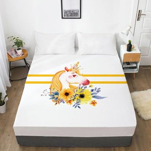 Elastic fitted sheet Bed sheet With An Elastic Band 150/180/200/160*200 Mattress Cover Bed cover 1pc Nordic yellow