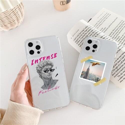 Art David Funny Pattern Clear Case For iPhone X XS MAX XR 12 mini 11 pro max 6s 7 8 Plus SE 2 Transparent TPU Phone Cover Fundas