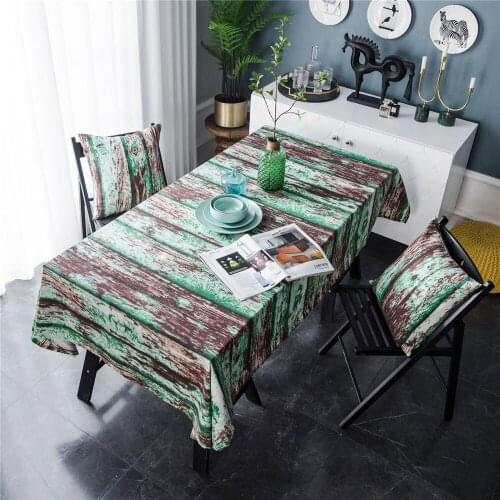 Retro Creative Simulation Wood Grain Green Paint Tablecloth Printing Photo Background Cloth Party Wedding Home Decor Table Cloth