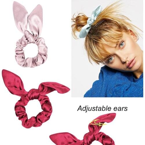 Hair Scrunchies Adjustable Rabbit Ear Hair Ring Fabric iron wire small tie Elastic Hair Bands Women Girls Ponytail Holder 0921A