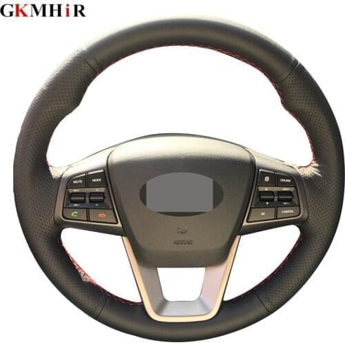 Hand-stitched Black Artificial Leather Car Steering Wheel Cover For Hyundai Ix25 2014-2016 Creta 2016 2017