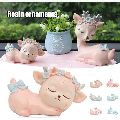 Car Decoration Resin Cartoon Animal Cute Deer Interior Supplies Car Accessories Soft Cute Sleeping Position GQ