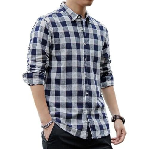 Spring 2021 High-end cotton shirt Mens long sleeve Korean slim trend Handsome spring and autumn new casual shirt