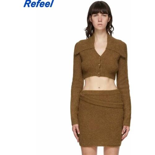 Vintage Women Solid Color Knitted Cardigan Fashion Ladies Long Sleeve Casual Sweaters Slim Girls Chic Knitwear