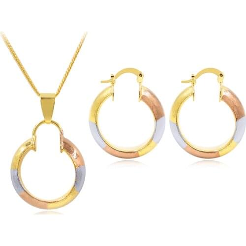 ZEA Dear Jewelry Fashion Jewelry For Women Hoop Earrings Pendant Necklace Dubai High Quality Circle Jewelry Set For Wedding Gift