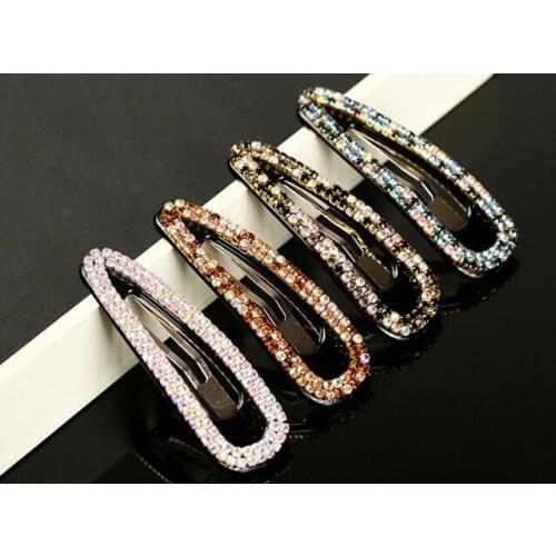 Womens cospay Korean Headwear Trumpet BB Mix Rhinestone Hairpin Fringe Clip Hollow Out Edge Clamp Lovely Dia-mond Hair Decorate