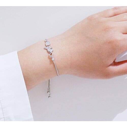 2021 New Trendy Cubic Zirconia Crystal Cat Ball Charm Bracelets for Women Simple Jewelry Accessories Gift Party Decoration