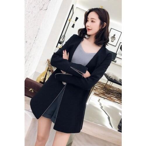 Elegant 2020 Newest Blazer Women Double Breasted Blazers Ladies Black Long Sleeve Suit Jacket Outwear Hot Sale LX2141 s