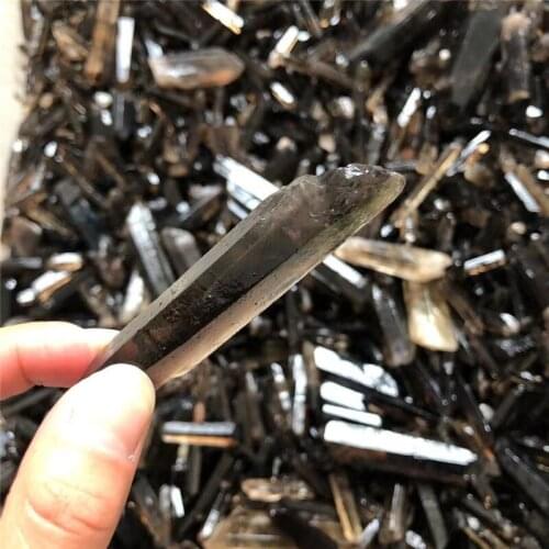 10pcs Natural Smoky Quartz Crystal Point Rod Lemurian Seed Crystal Chakra Reiki Healing, Awakens and Stimulates