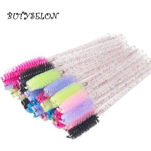 100pcs Disposable Crystal Eyelash Brush Comb Lashes Extension Mascara Wands Applicator Cosmetics Makeup Tool Eyelash Microbrush