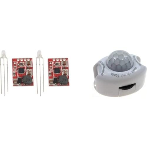 2Pcs[TP5000 Rechargeable Board] Lithium-Ion Battery Lithium Iron & 1X DC5-24V Home LED Light Body PIR Motion Sensor Lamp