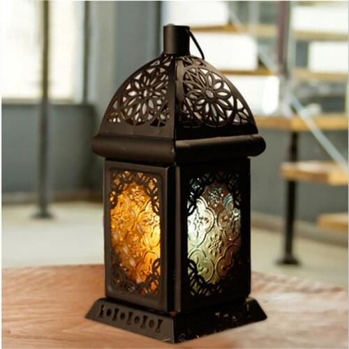 2018 Classic Moroccan Decor Candle Holders Votive Iron Glass Hanging Candlestick Candle Lantern Party Home Wedding Decoration