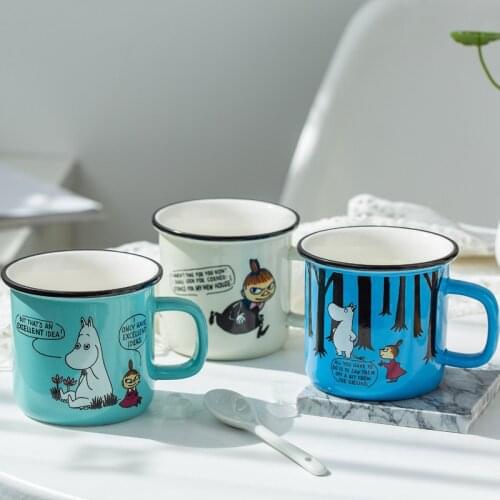Enamel Tea Cup Cartoon Ceramic Mug Outdoor Home Funny Vintage Breakfast Milk Coffee Cup Gift Mugs