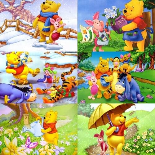 Disney Full Round Drill Embroide 5D Diamond Painting "Friends of Winnie the Pooh" Diamond Embroidery Mosaic Home Decoration
