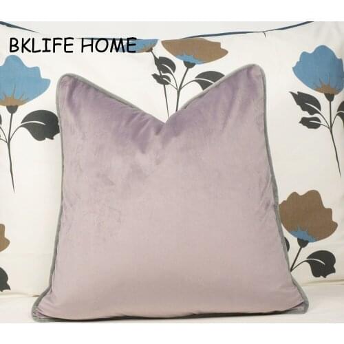 Gray Piping Velvet Cushion Cover Light Purple Pillow Case Chair/Sofa Pillow Cover No Balling-up Home Decor Without Stuffing